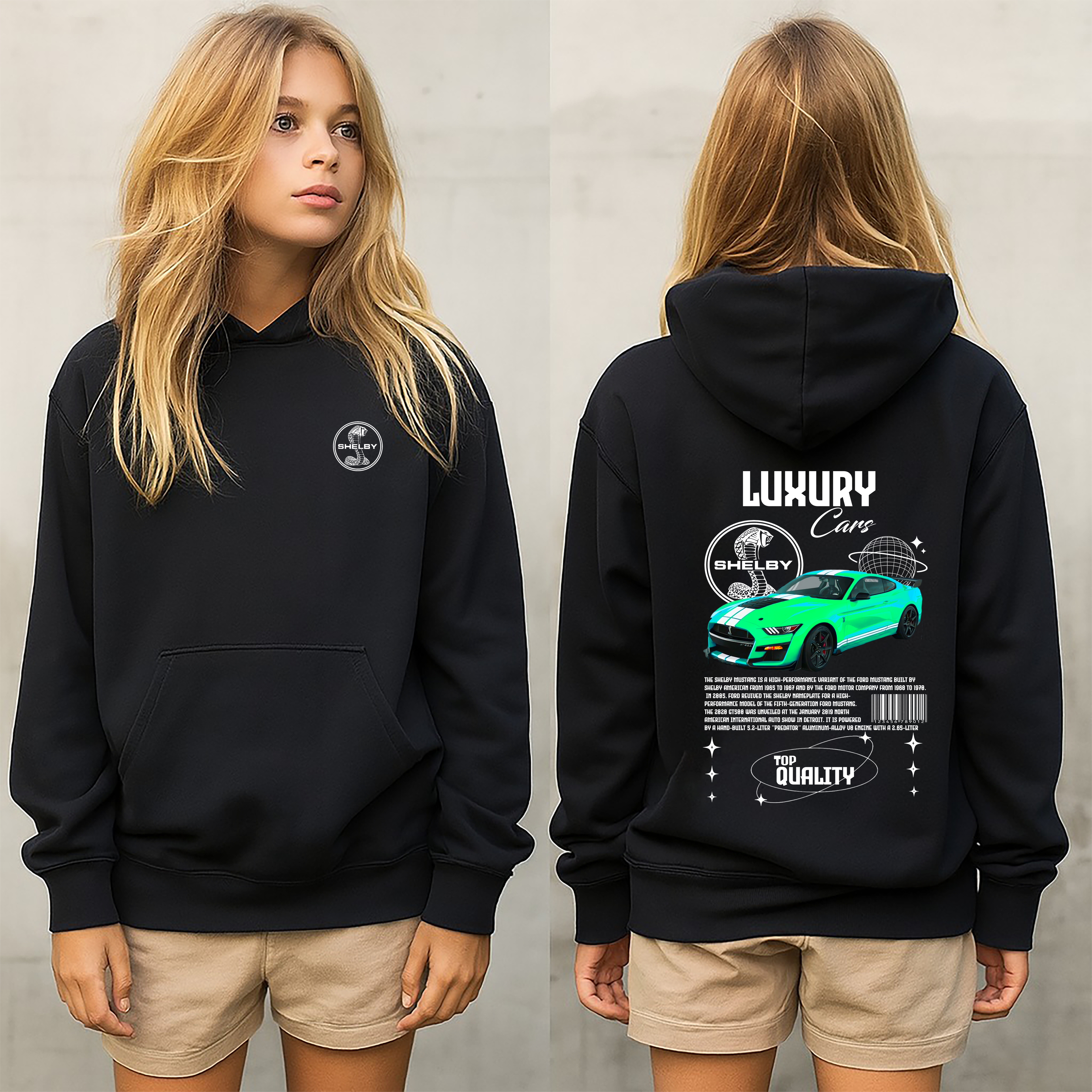Sudadera Shelby  car .sudadera para niños y adultos  , sudadera con diseño de shelby , all cars , mas coches