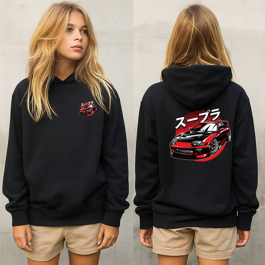 sudadera con diseño de Toyota supra  ,sudadera muy caliente y cómoda ,Supra colección y accesorios TOYOTA SUPRA
