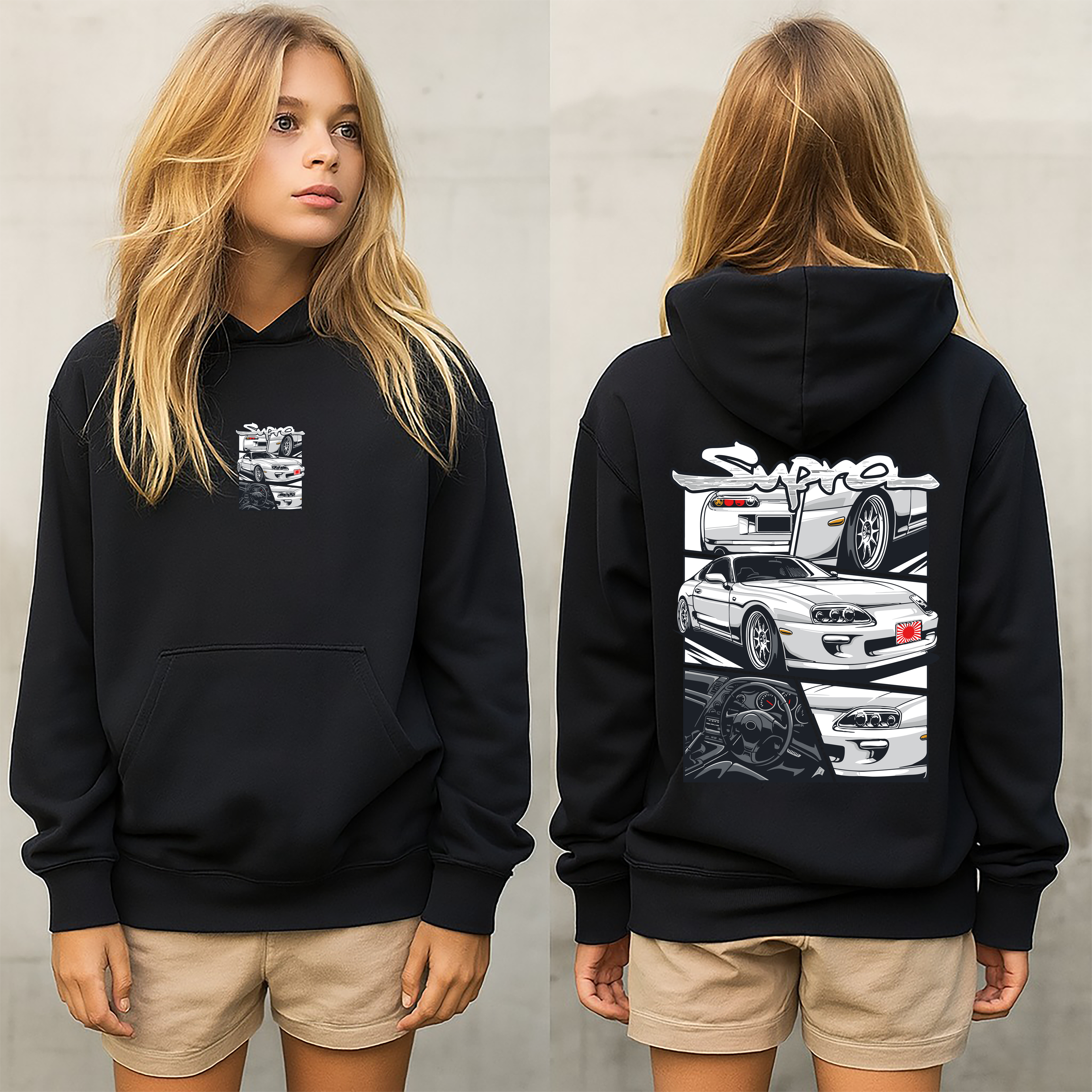 sudadera con diseño de Toyota supra  ,sudadera muy caliente y cómoda ,Supra colección y accesorios TOYOTA SUPRA