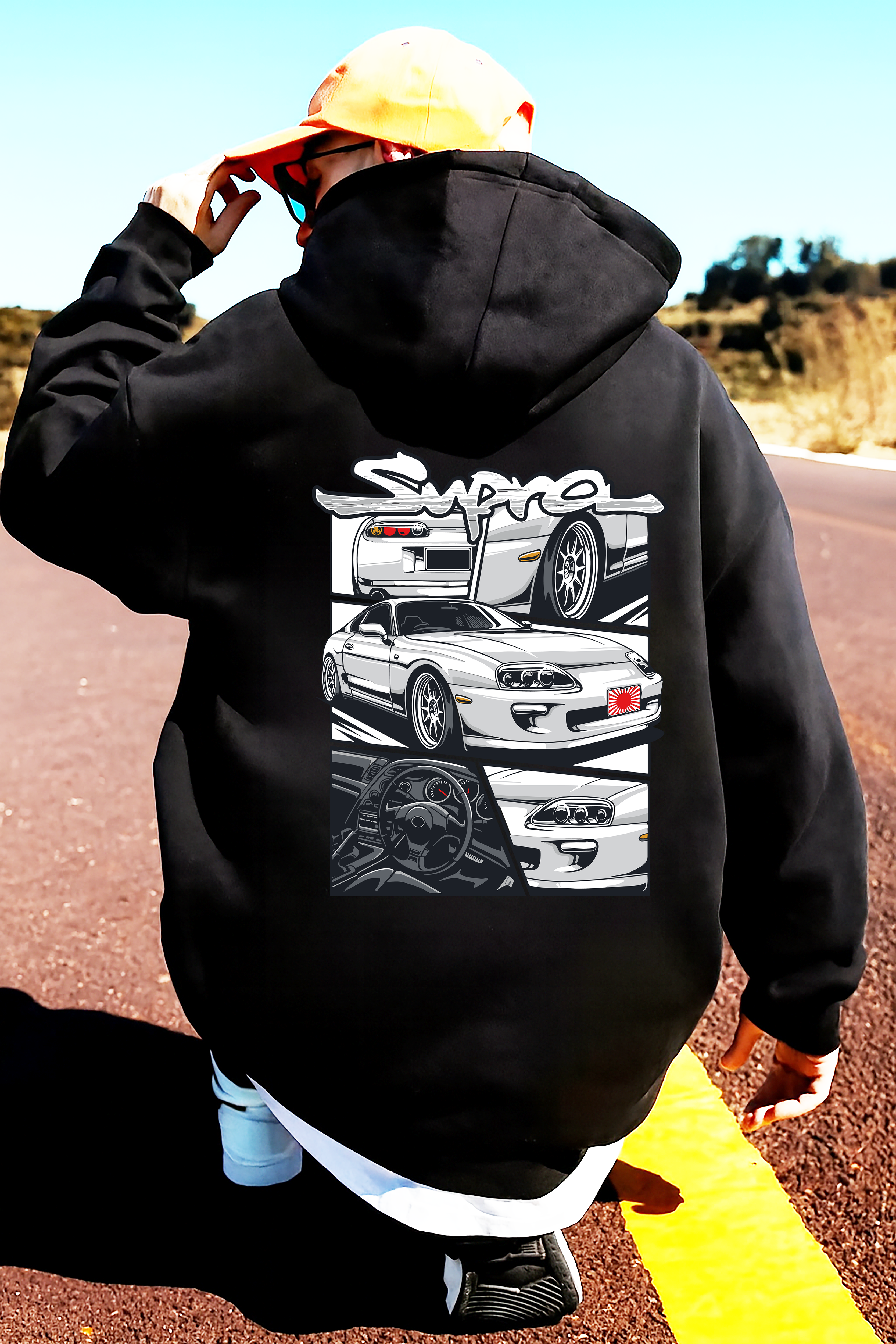 sudadera con diseño de Toyota supra  ,sudadera muy caliente y cómoda ,Supra colección y accesorios TOYOTA SUPRA