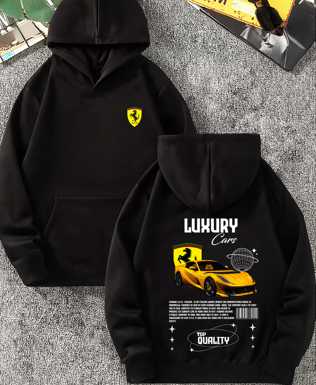 Sudadera con diseño de ferrari ,sudadera para niños y adultos  , sudadera de ferrari , all cars . mas coches