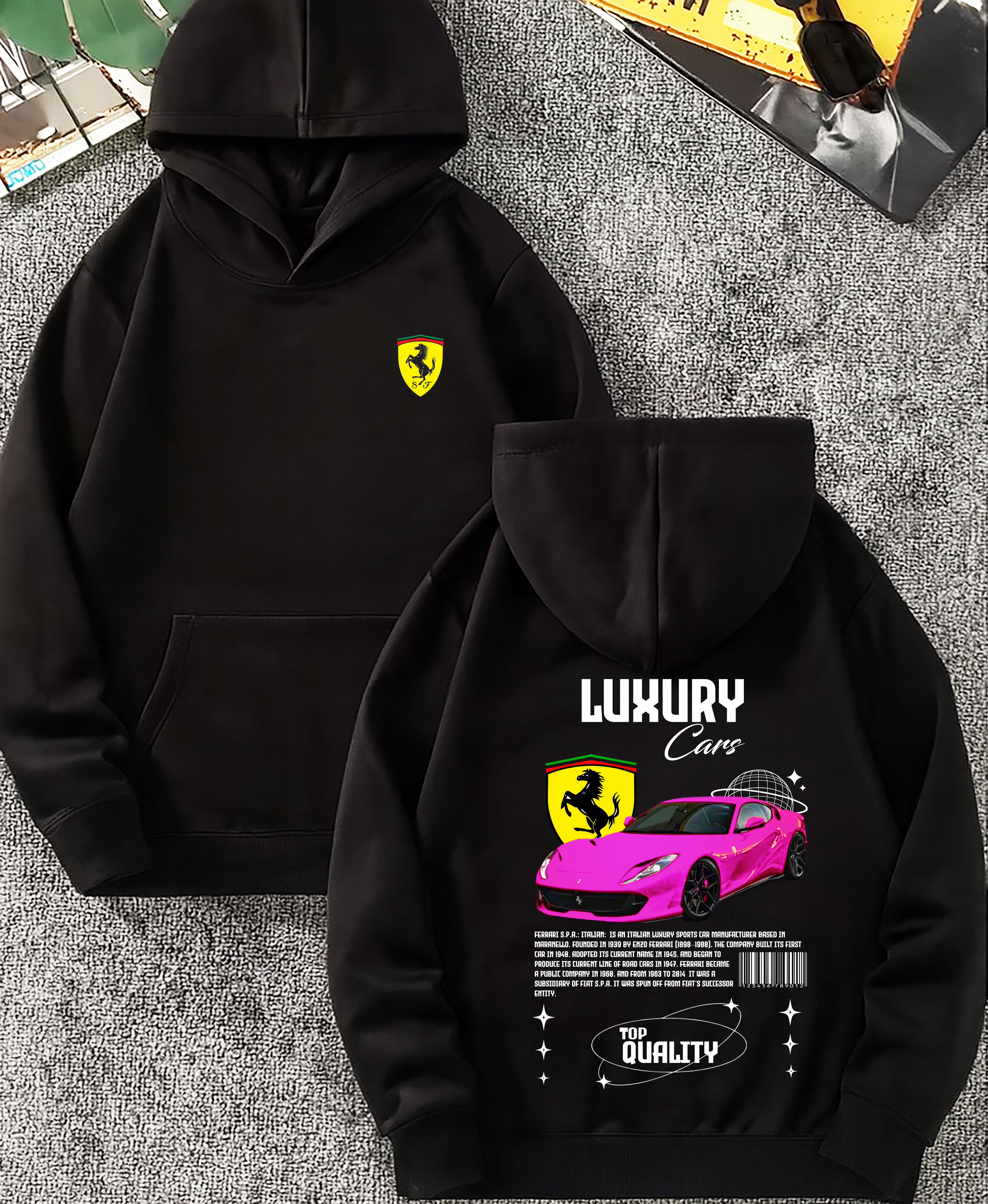 Sudadera con diseño de ferrari ,sudadera para niños y adultos  , sudadera de ferrari , all cars . mas coches