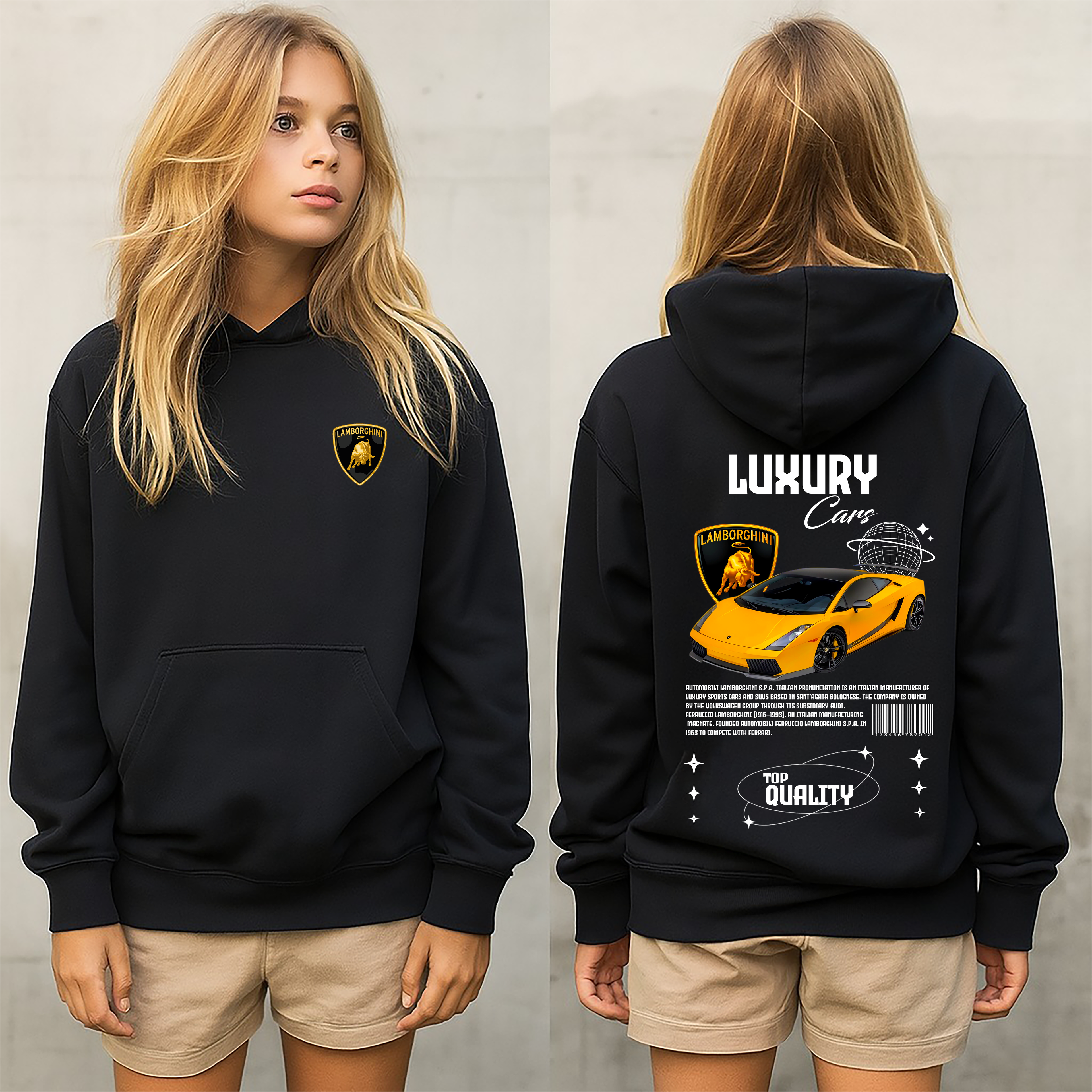 Sudadera con diseño de LAMBORGHINI ,sudadera para niños y adultos  , sudadera de lamboghini , all cars . mas coches