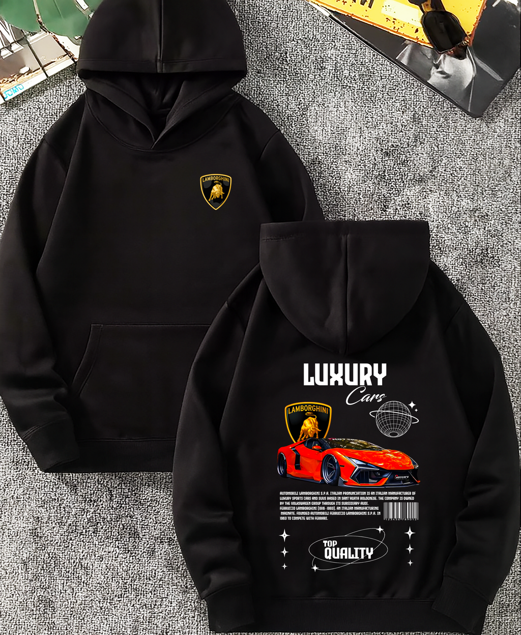 Sudadera con diseño de LAMBORGHINI ,sudadera para niños y adultos  , sudadera de lamboghini , all cars . mas coches
