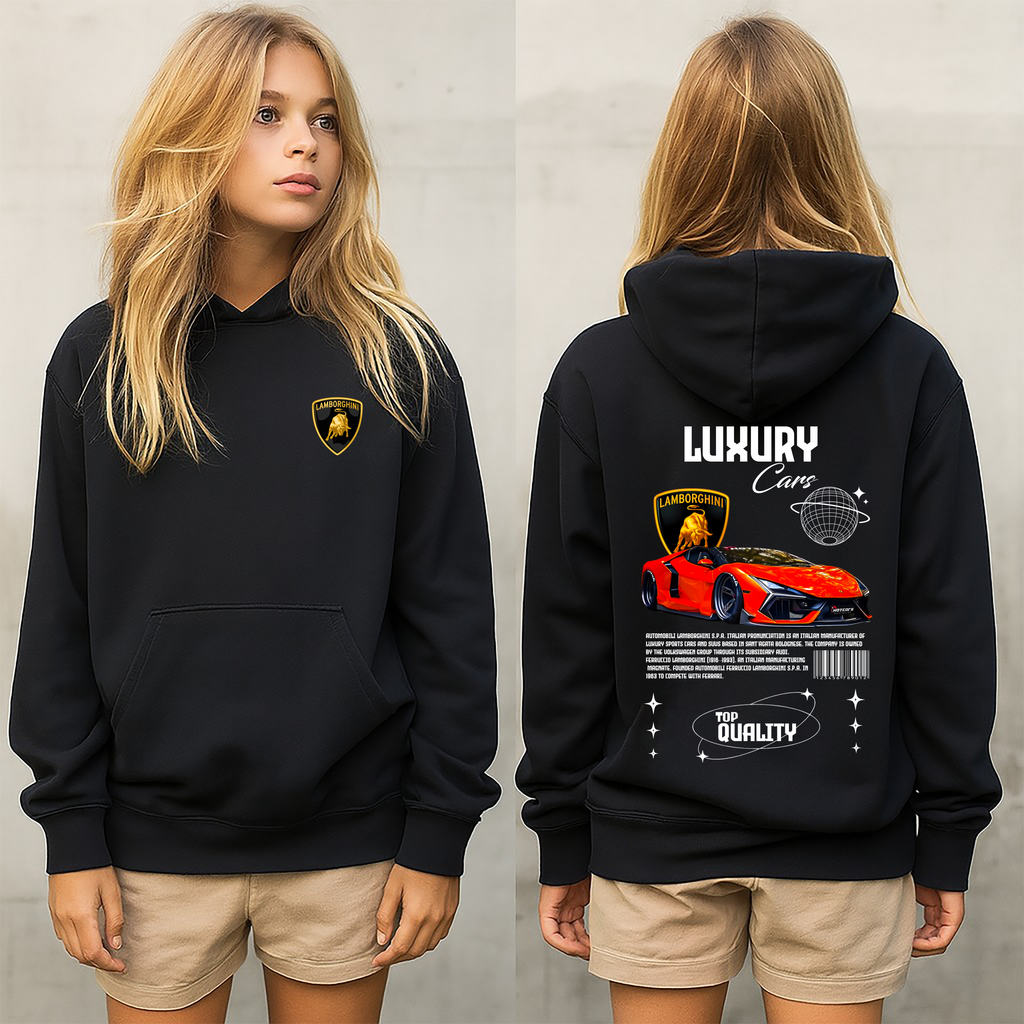 Sudadera con diseño de LAMBORGHINI ,sudadera para niños y adultos  , sudadera de lamboghini , all cars . mas coches