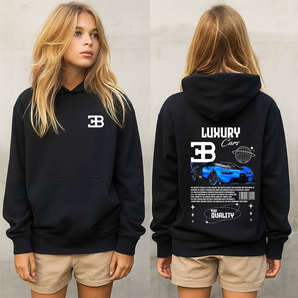 Sudadera con diseño de BUGATTI ,sudadera para niños y adultos  , sudadera de Bugatti , all cars . mas coches