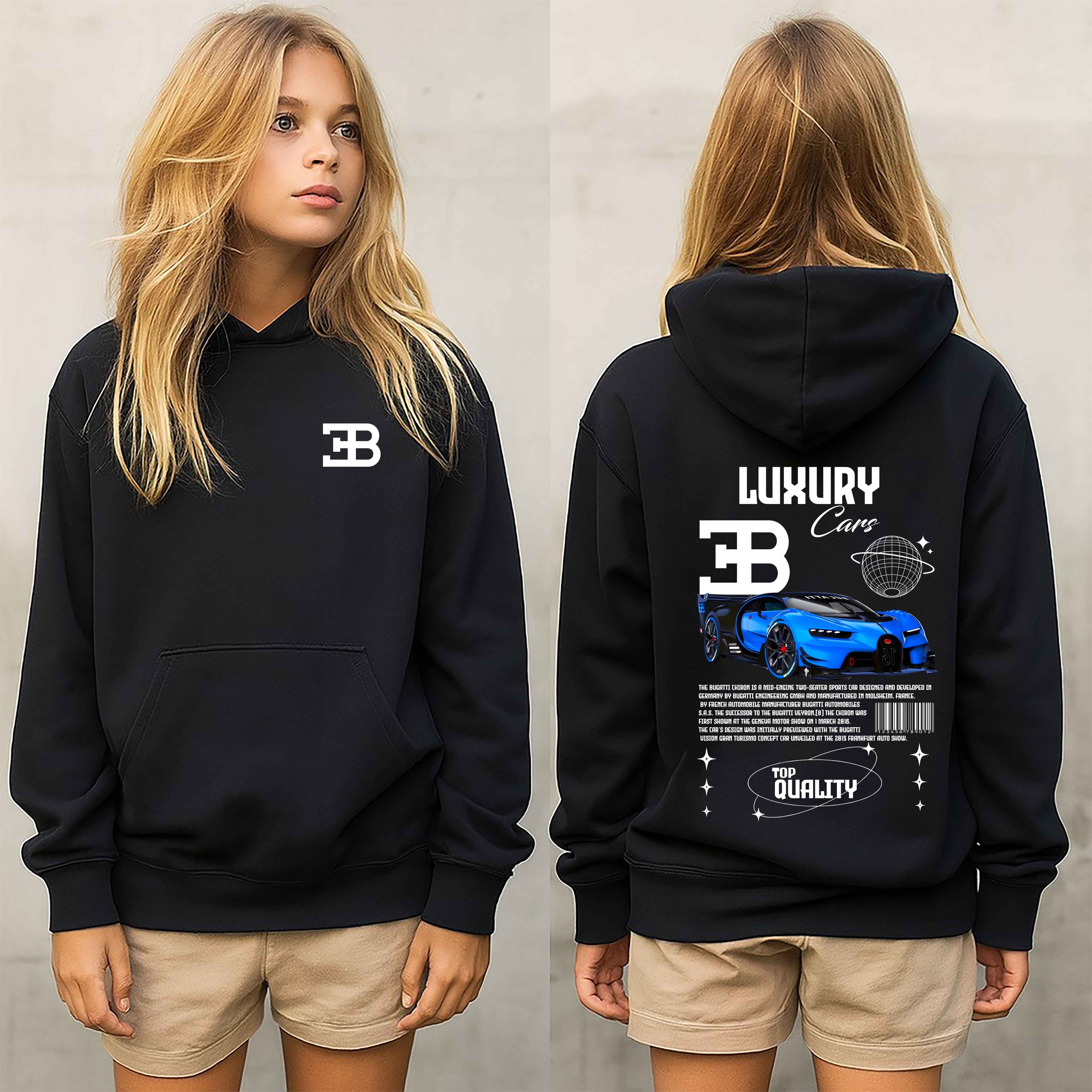Sudadera con diseño de BUGATTI ,sudadera para niños y adultos  , sudadera de Bugatti , all cars . mas coches
