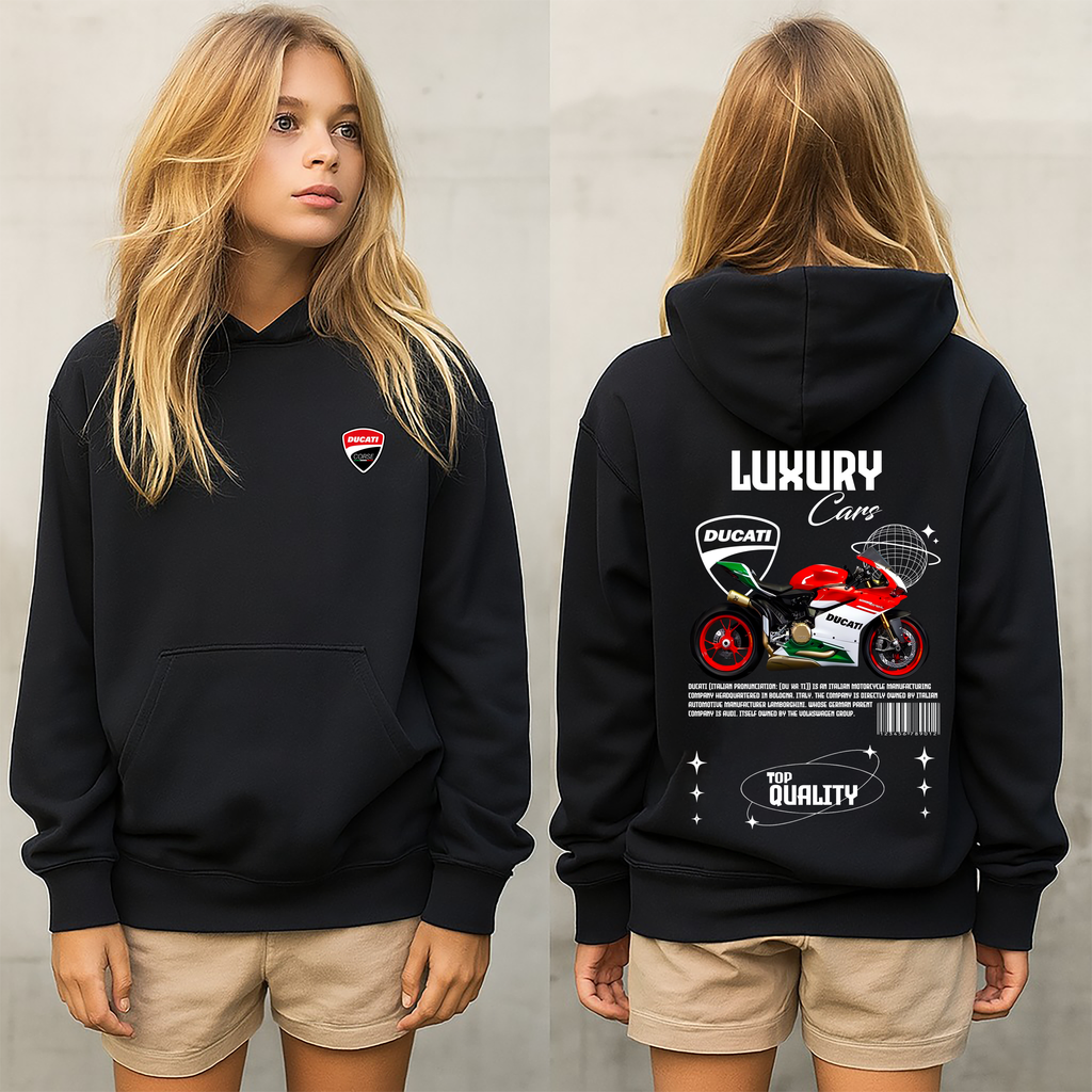 Sudadera con diseño de ducati ,sudadera para niños y adultos  , sudadera de curvette , motos, motobaik