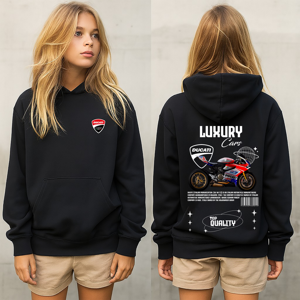 Sudadera con diseño de ducati ,sudadera para niños y adultos  , sudadera de curvette , motos, motobaik