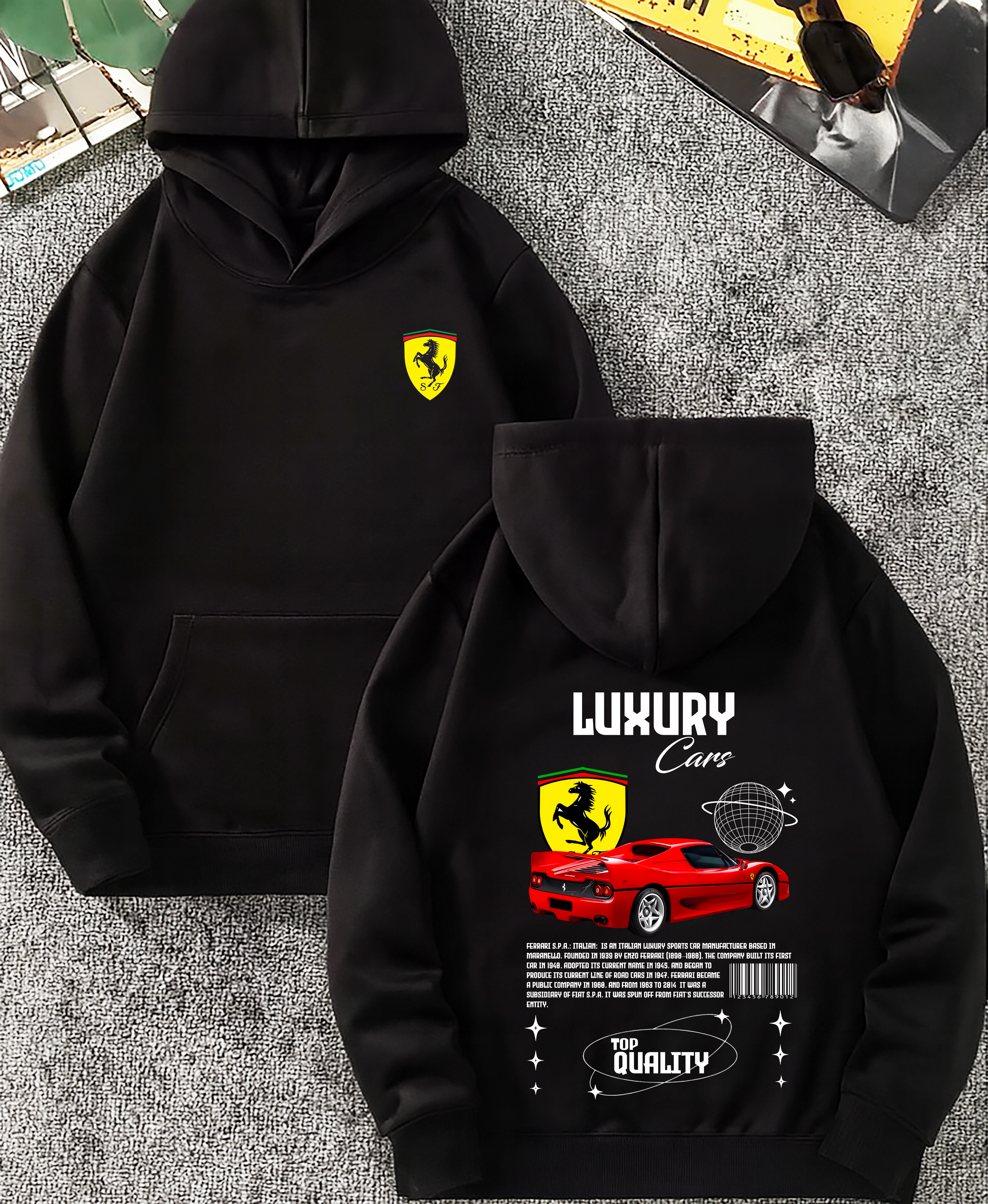 Sudadera con diseño de ferrari ,sudadera para niños y adultos  , sudadera de Ferrari car ,all cars,mas coches